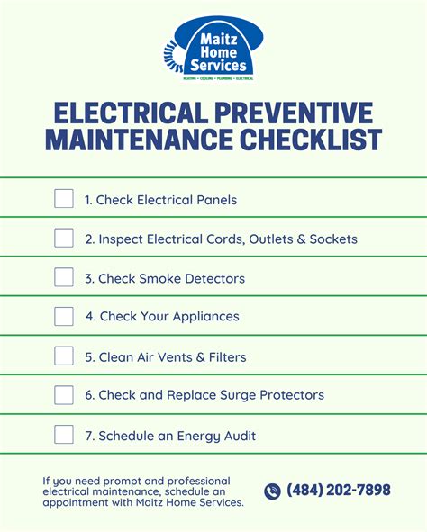 electrical panel box inspection checklist|electrical maintenance checklist template.